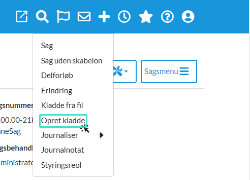 Opret kladde menupunkt