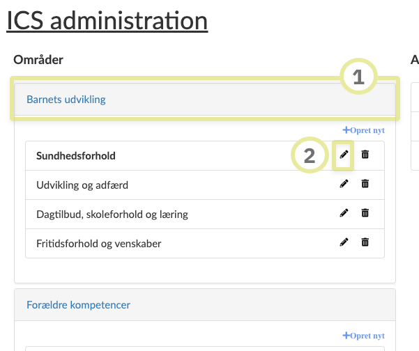 Rediger underområde