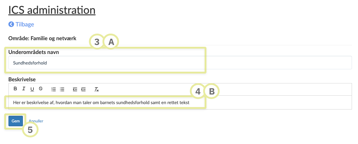 Rediger underområde