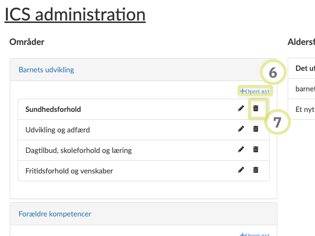 tilføj fjern underområde
