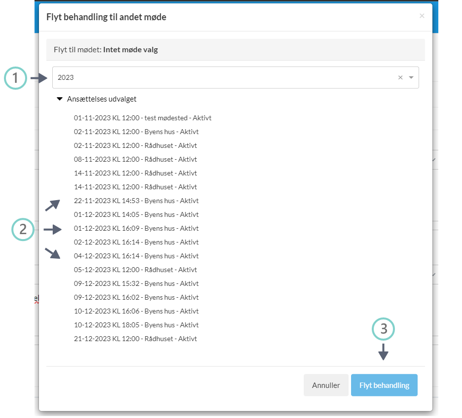 Flyt behandling til andet møde