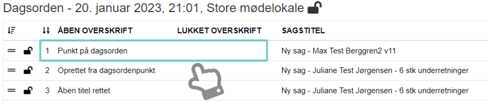 Dagsordenpunkt i oversigt