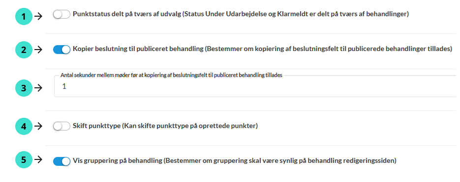 Systemindstillinger dagsordenpunkt