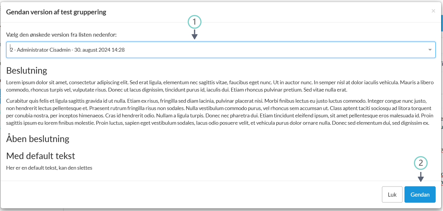 Gendan version - modal
